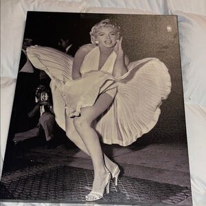 Marilyn Monroe Iconic Windblown Dress Wall Art - Black & White